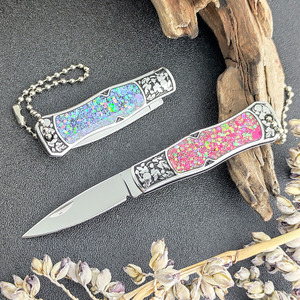 Mini Pocket Knife with Colorful Resin Handle Stainless Steel Blade and Box <strong>Cutter</strong> for Daily Use and Outdoor Camping - Product Image 4