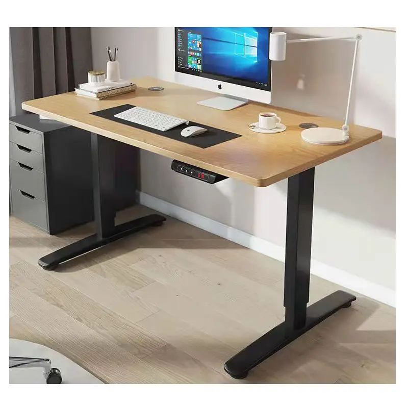 Escritorio de trabajo para ordenador, mesa de oficina eléctrica y sillas, muebles de altura ajustable, venta al por mayor, color blanco