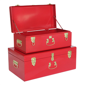 Christmas <strong>Red</strong> Set of 2 Metal <strong>Trunk</strong> Storage <strong>Trunk</strong> Metal Storage <strong>Trunks</strong> - Product Image 1