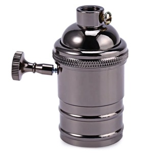 Enchufe de lámpara de latón Vintage, Base de luz colgante con interruptor de perilla, E27
