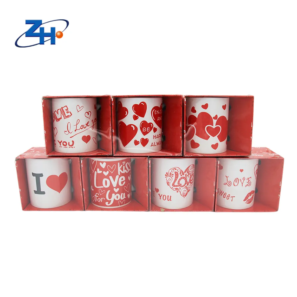 Copo de café com estampa promocional para o Dia dos Namorados, caneca criativa de cerâmica com esmalte colorido, canecas para presente de Dia dos Namorados