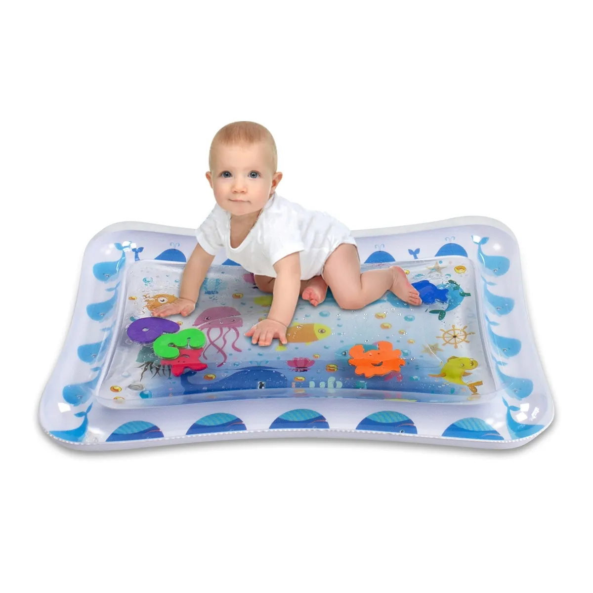 Colchoneta inflable de agua para bebés, Juguetes Divertidos de actividades para niños pequeños, centro de juegos para recién nacidos, desarrollo temprano, Palymat de peces