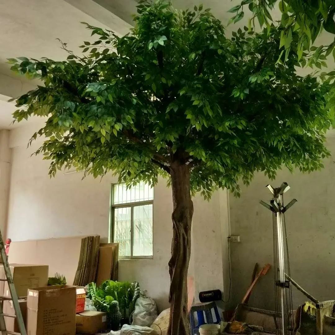 Banian-árboles artificiales de tamaño real, ramas y hojas de roble artificial para exteriores