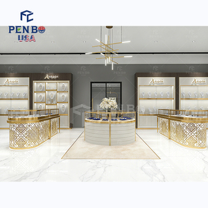 Miễn phí thiết kế siêu sang trọng Cửa hàng đồ trang sức thiết kế nội thất tùy chỉnh thực hiện OEM thương mại cấp LED chiếu sáng vàng trang sức Showcase - Product Image 6