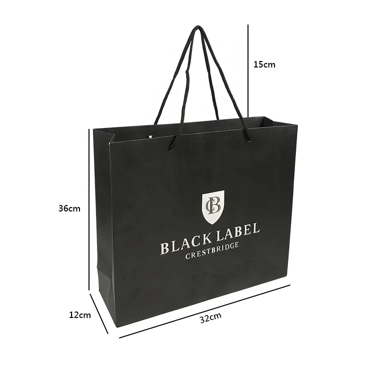 Bolsas de papel para ropa personalizadas Bolsas de regalo reutilizables de gran capacidad Bolsas de papel negras ecológicas reciclables