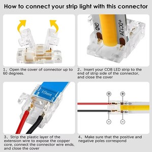 COB şerit tel LED konektörler 5 8 10mm bağlantısı CCT FCOB RGB LED şerit ışıkları için lehimsiz uzatma 2 3 4 pinli konnektör - Product Image 4