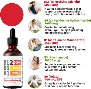 Vitamine B-Complex Daalt Energie Hersenhart Ondersteunt Vitamine-Energie Verbetert Organische Veganistische Vitamine B1 B6 B12-druppel - Product Image 3