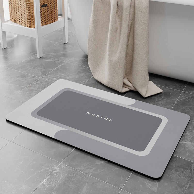 Alfombra de baño de tierra de diatomeas - Cuadrado Morandi gris claro