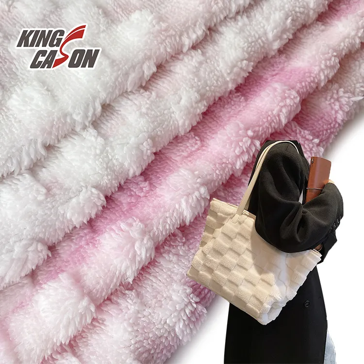 KINGCASON toptan % 100 Polyester tek yüz jakarlı Mahjong ızgara sıcak kalın Sherpa kumaş astar yastık