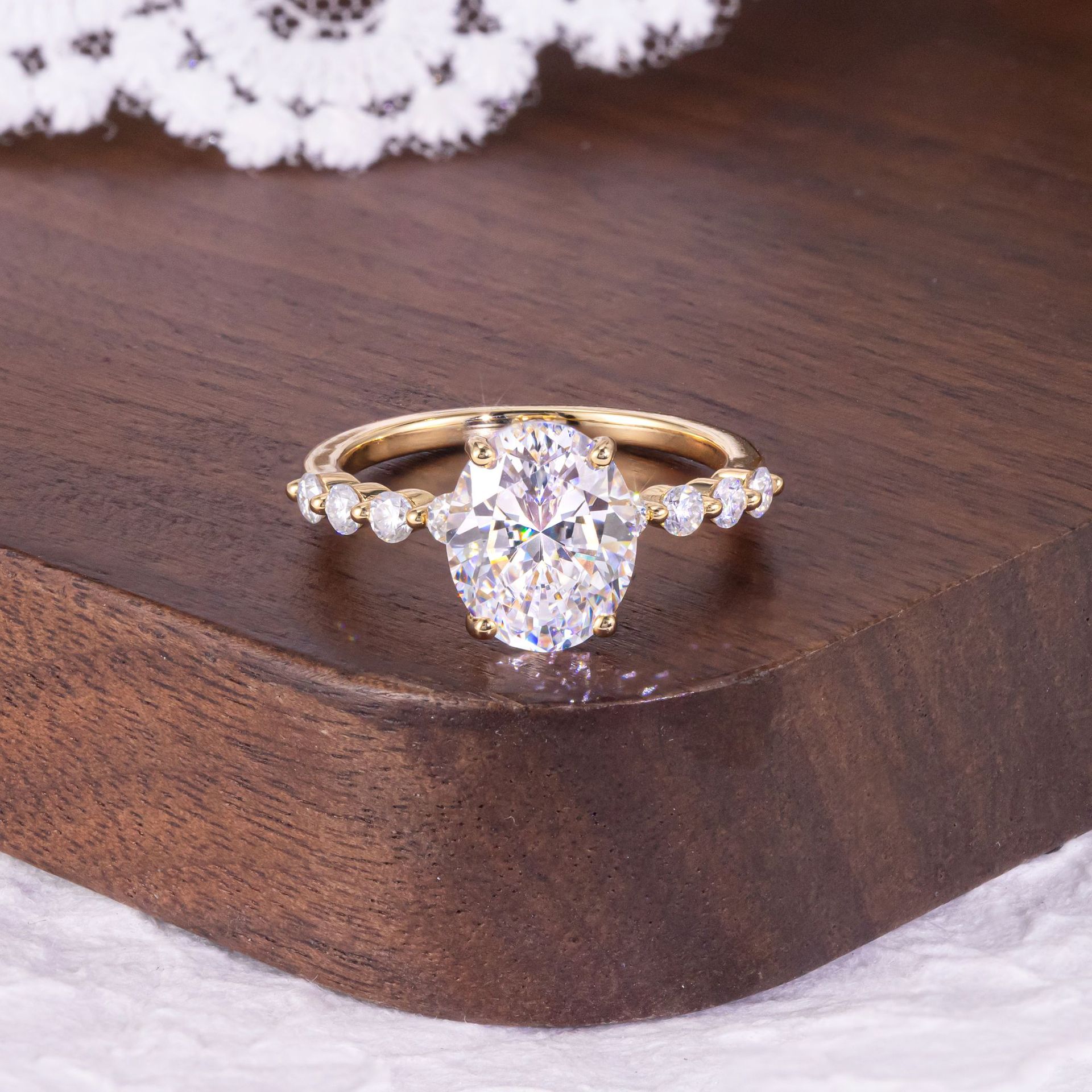 Bague ovale en moissanite de 3 carats