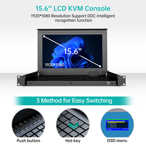 15.6&quot; <strong>LCD</strong> <strong>KVM</strong> <strong>Switch</strong> 16 Port VGA + 16 Cables, MT-VIKI 15.6 Inch 1U Rackmount <strong>LCD</strong> <strong>KVM</strong> <strong>Switch</strong> Drawer Console 16x1 - Product Image 5