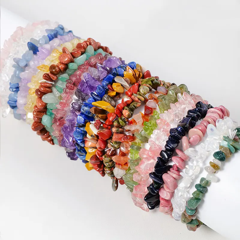 Bijoux fantaisie cristal naturel pierres précieuses bracelet élastique femmes hommes cristaux puces bracelet