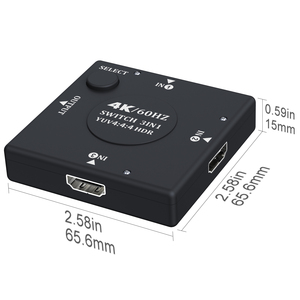 Divisores y convertidores de video portátiles Mini 4K 60Hz Ultra 3 en 1 Conmutador HDTV de 3 puertos para conmutador HDTV 4K HDTV - Product Image 1
