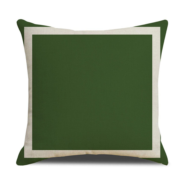 Luxury Style Green Linen Sofa Pillowcase Dark Green Geometric Pattern Pillowcase Bedside Decoration Cushion Cover