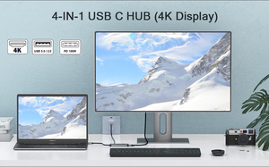 4 in 1 USB C Port to PD USB 3.0 HDMI <strong>Type</strong> C Hub Adapter Laptop Docking Station - Product Image 4
