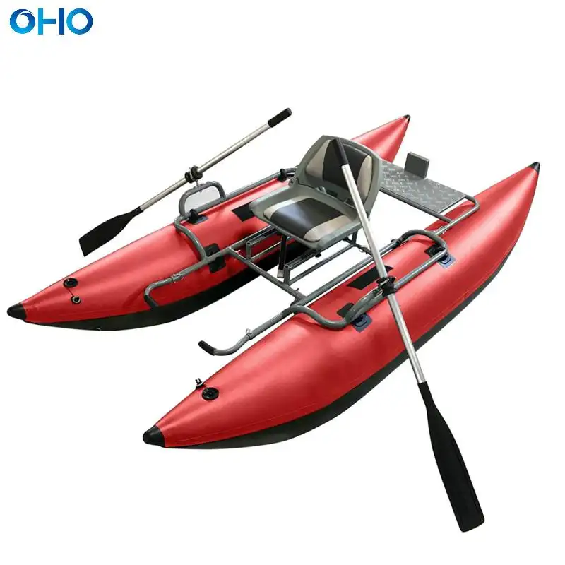 OHO नई डिजाइन Inflatable पीवीसी मछली पकड़ने पीपे का पुल नाव के लिए 1 व्यक्ति के साथ एल्यूमिनियम फ्रेम