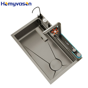 Tiktok akıllı Modern büyük tek İşlevli Sus304 Anti Scratch Led fincan yıkama ile dijital ekran şelale mutfak lavabo - Product Image 2