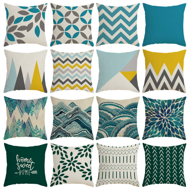 Home Living Room Sofa Cushion Pillowcase Waterproof Antifouling Oilproof Custom Digital Printing Polyester Linen Cushion Cover