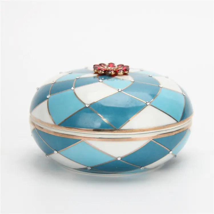 JW001 Exquisite luxury porcelain trinket jewelry storage ceramic box for home decor