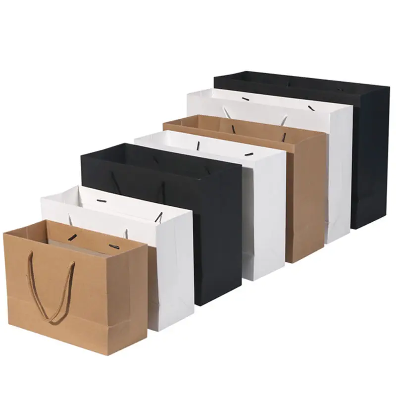 Bolsa de comida para llevar, bolsa de compras de moda, de papel Kraft marrón con tu logotipo, regalo de Navidad personalizado, ecológico, barato