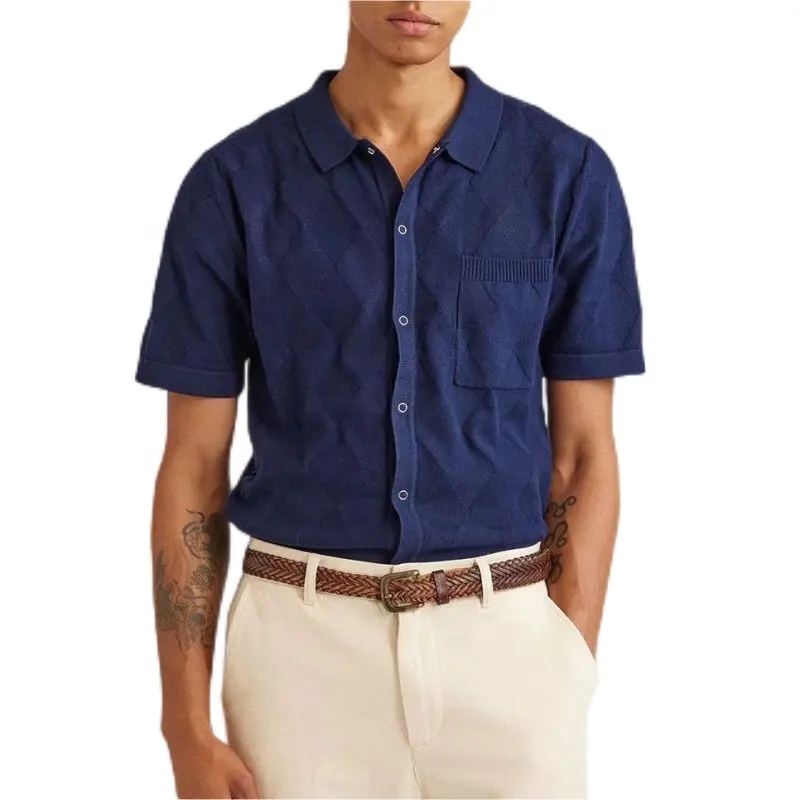 Marke ODM kundenspezifisch sommer Strickwaren lockere Strickjacke Herren Polo-Hemd Hemd lässig solide Farbe kurze Ärmel Herren Pullover Pullover