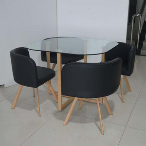价格便宜现代设计透明透明钢化玻璃顶餐桌，带4件套椅子 - Product Image 4