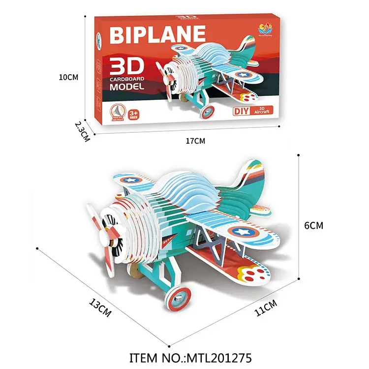 Giocattolo di gioco interattivo fai da te puzzle fatti a mano modello di aereo in cartone puzzle 3D giocattoli per bambini dell'asilo