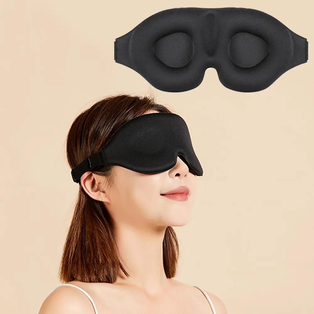 Üretici özelleştirilmiş 3D üç boyutlu sünger rahat ve nefes yavaş Rebound bellek pamuk uyku maskesi