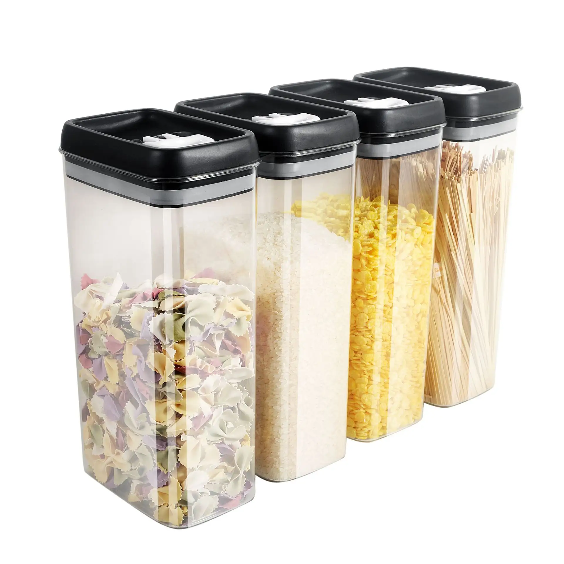 Ensemble de quatre pièces de 3,2 L rectangulaires personnalisées boîtes de conserve de céréales alimentaires pour cuisine boîte de rangement pour réservoir boîtes de lait en poudre conteneurs