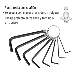 8 standart 144 tuşlu ana allen anahtarı parçalı set, anahtarlık tipi, altıgen ucu, PRETUL - Product Image 2
