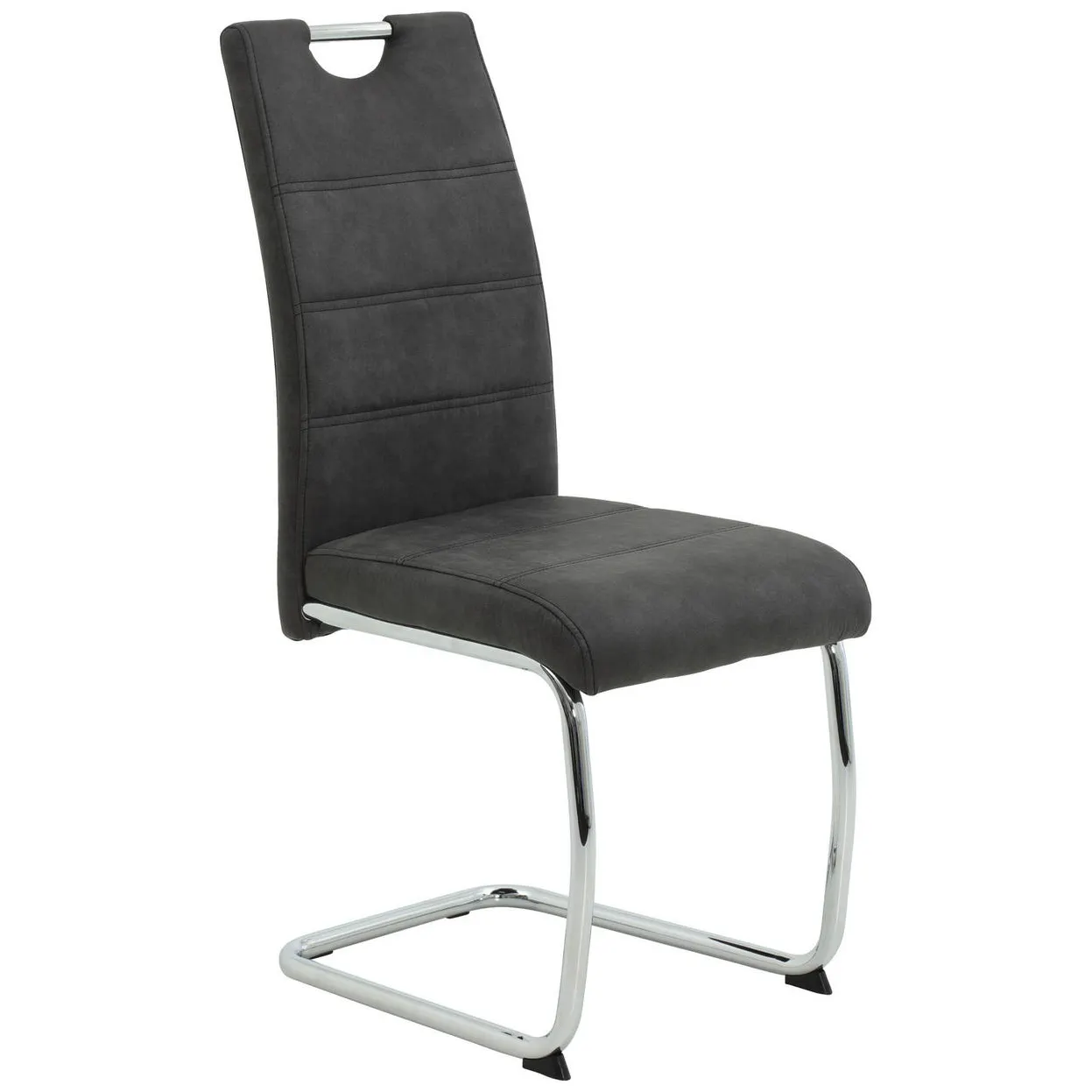 Cadeiras oscilantes direto da fábrica tecido antracite moldura de metal preto encosto cromado com alça cadeira de jantar