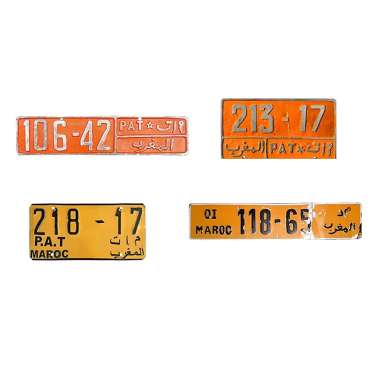 Plaques d'immatriculation en aluminium de voiture réfléchissantes à sublimation en relief personnalisées du Maroc