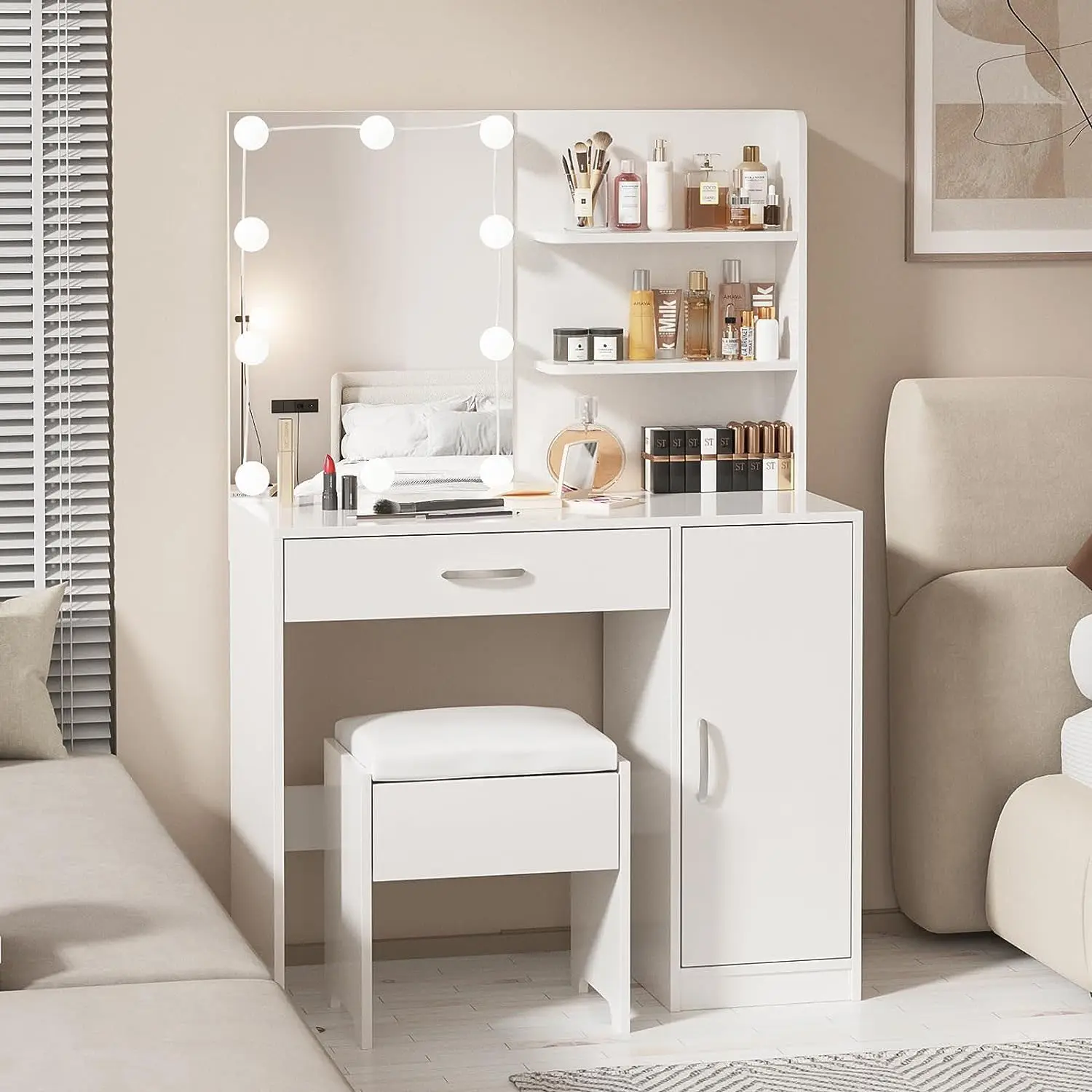 Мебель для спальни светодиодный светильник комод с зеркалом голливудский деревянный туалетный столик для макияжа