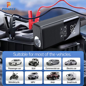 PONFLY 1000A 12 В, автомобильный стартер с накачивающим устройством для шин, аккумуляторная батарея, усилитель 150 фунтов на квадратный дюйм, автомобильный воздушный насос, компрессор - Product Image 4