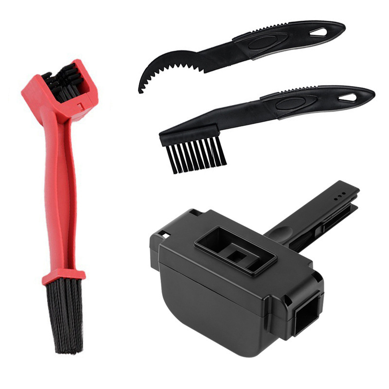 Limpiador de cadenas, cepillo de cadena negro, cepillo pequeño rojo