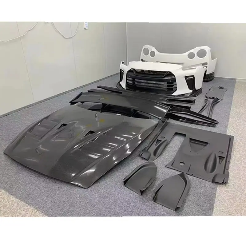 Voor Nissan Gtr R35 Carbon Fiber Bodykit Gtr Verbeterde Topstijl Koolstofvezel Voor En Achter Bumper Zijrok Spoilers