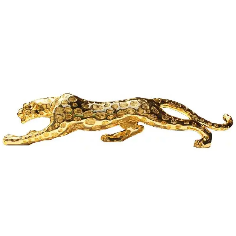 الذهب والفضة تماثيل حيوانات المنزل الديكور النمر ليوبارد النحت الراتنج الحرف