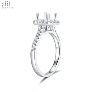 Sản phẩm độc đáo 18K rắn vàng trắng nhẫn trang sức cưới xếp chồng tự nhiên Nhẫn kim cương thiết lập mà không cần đá chính - Product Image 3