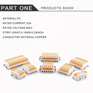 2/3/4/<span class=keywords><strong>5</strong></span>/6/8/10/12引脚固定式快速电线连接器紧凑型推入式导体对接电缆接线端子，带杠杆