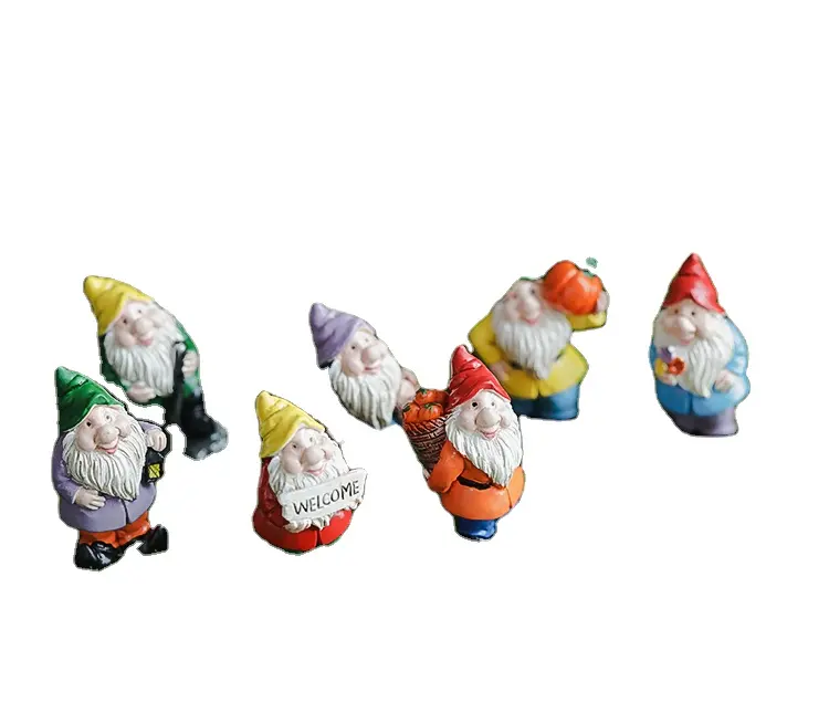 Prêt à expédier Résine Jardin Nain Sculpture Mini Elfe Statue Gnomes ornements sol figurine 7 nains jardin Statues de Noël