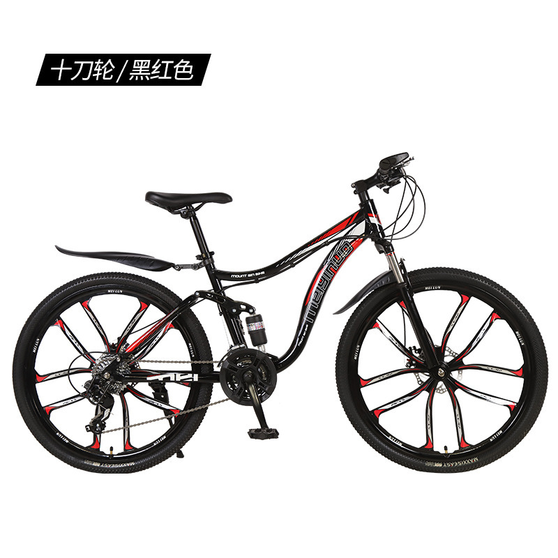 on-black and red-ten-blade integrated wheel
