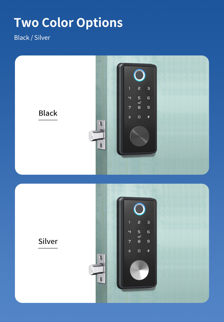 Tediton Smart Fingerprint Deadbolt Lock Tuya APP WIFI Keypad Mechanical Key Combination Deadbolt Smart Lock