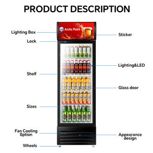 Tủ đông trưng bày thương mại 2-8 ℃ Tủ đông hiển thị dọc tủ lạnh cửa kính bằng thép không gỉ cho cửa hàng siêu thị biển - Product Image 5