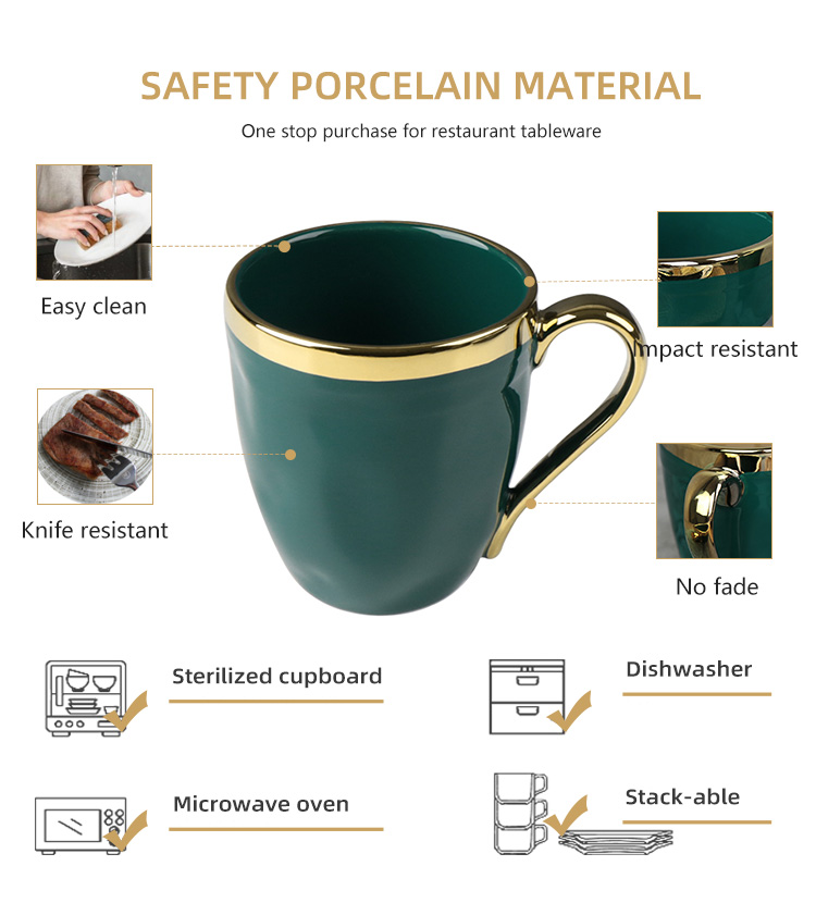 Gold rim watermugs wholesale ceramic coffer tea cup mugs with logo