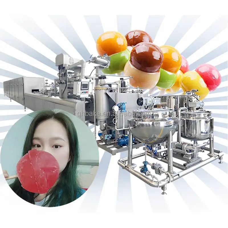 professional full automatic large lollipop shape plastic container sweet shoot lollipop candy production line
