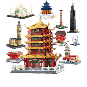 Posta Wange dünya mimarisi 5218 Tiananmen kare sarı vinç kulesi sokak görünümü modeli bulmaca monte yapı taşları oyuncak - Product Image 1
