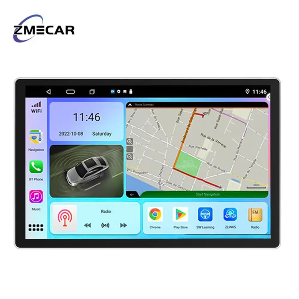 13.1" Universal Car stereo QLED Touch screen 8-core car DVD player 2Din Carplay Android auto GPS Navigator Car Multimedia Player