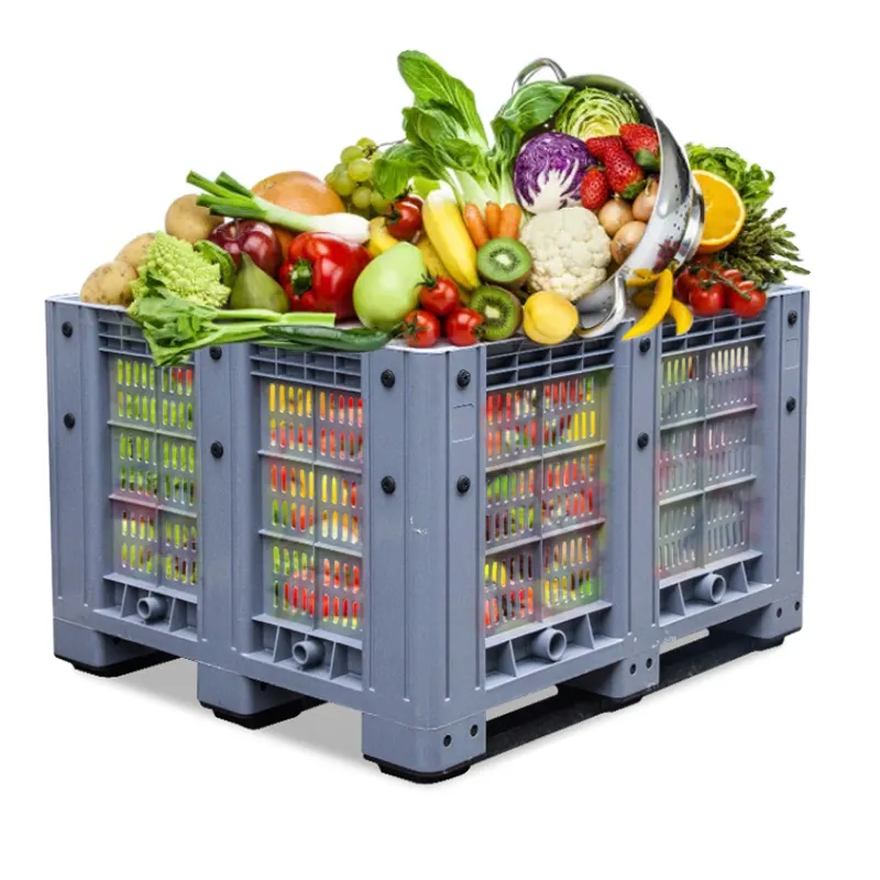 Hot Sale Vented 3 Runner Stackable Plastic Pallet Crate Euro Plastic Pallet Crate For Fruits And Vegetables