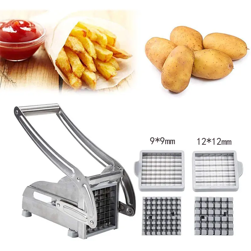 Epsilon cortador de batata de aço inoxidável, 2 lâminas de sucção antideslizante, cortador de batata, batata, chipper, fria, cortador