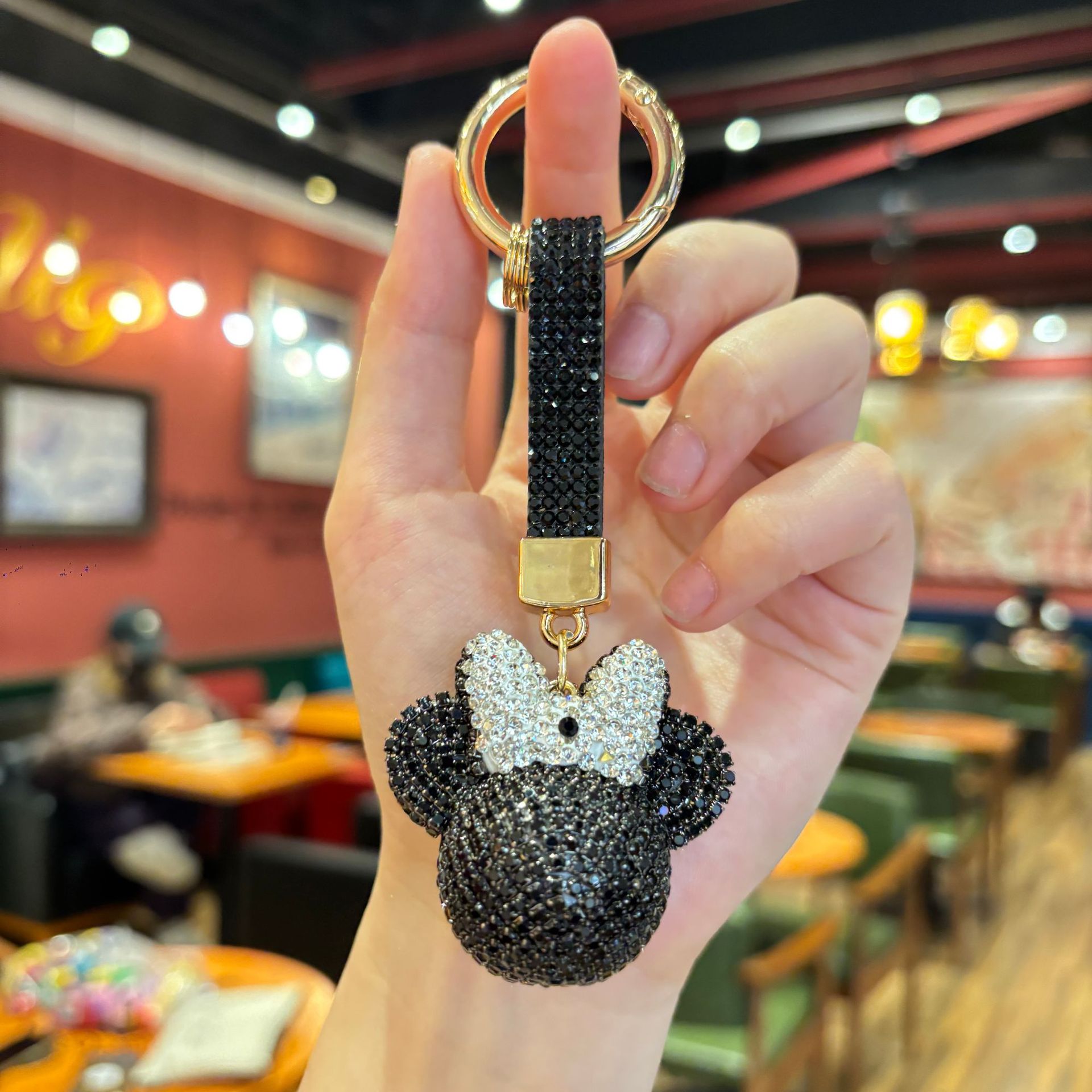 Cadena de garra con cabeza de Mickey - Negro